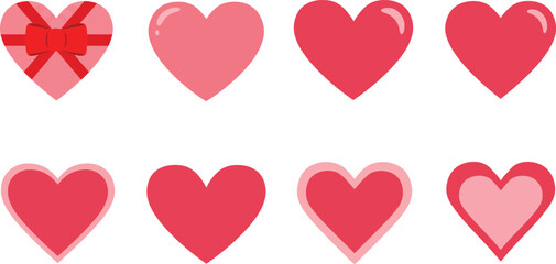 a collection of hearts in various shades and designs