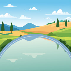 Mirror Reflecting a Dreamlike Landscape