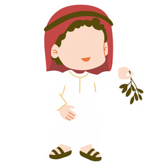Cuti Arab Boy Holding Branch of Dates 
