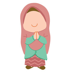 Cute Girl Wearing Traditional Clothing Illustration