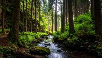 Fototapeta premium Lush forest stream