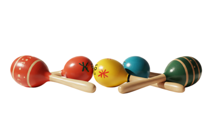 A harmonious collection of vibrant, traditional maracas, poised to infuse any gathering with infectious rhythm and a festive spirit, embodying the joy of Latin American music and celebration