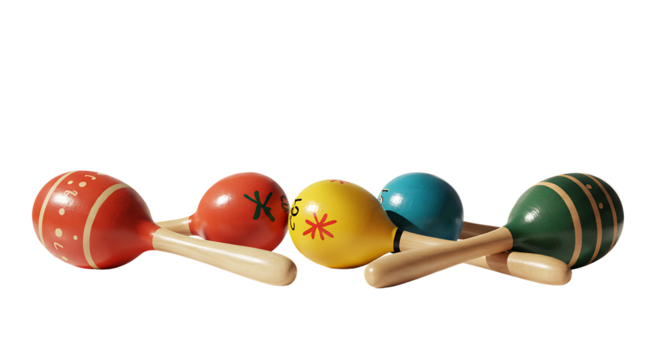 A harmonious collection of vibrant, traditional maracas, poised to infuse any gathering with infectious rhythm and a festive spirit, embodying the joy of Latin American music and celebration