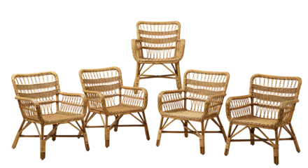 Set of Six Stylish Wicker Armchairs for Relaxation and Home Decor