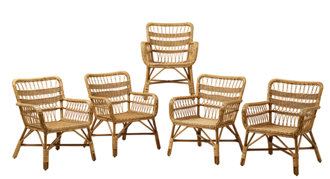 Set of Six Stylish Wicker Armchairs for Relaxation and Home Decor