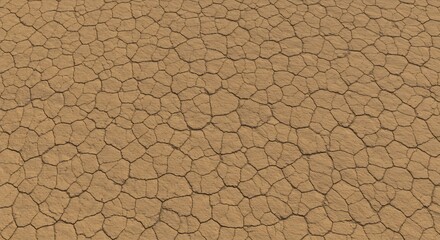Dry cracked earth surface pattern Beige color irregular polygonal shapes formed by cracks