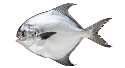 Silver Pompano Fish On Black Background