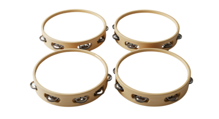 Group of Tambourines Percussion Instruments for Rhythmic Music Making