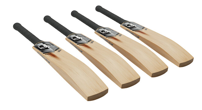 Array of Cricket Bats Ready for the Pitch