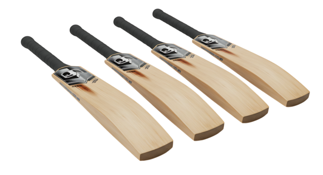 Array of Cricket Bats Ready for the Pitch