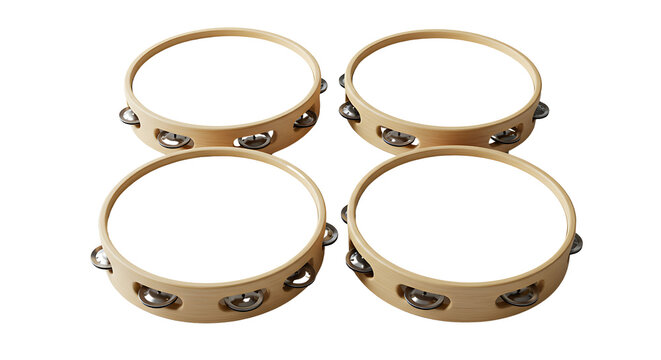 Group of Tambourines Percussion Instruments for Rhythmic Music Making