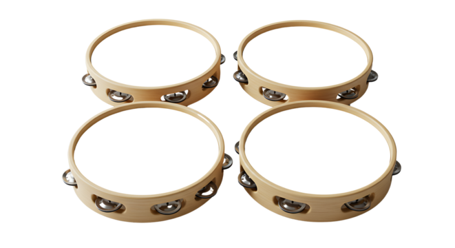 Group of Tambourines Percussion Instruments for Rhythmic Music Making