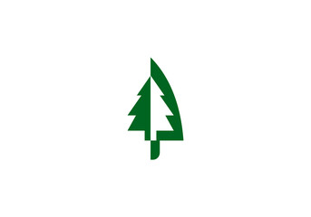 pine tree knife illustration vector logo
