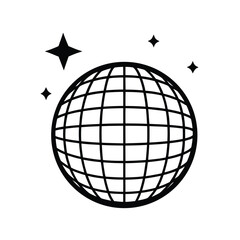 Shiny disco ball illustration with vibrant reflections and light effects