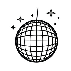 Shiny disco ball illustration with sparkling highlights and vibrant colors