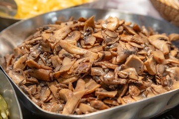 breakfast buffet with fruit and breads