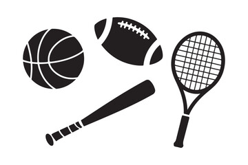 Collection of popular sports equipment icons
