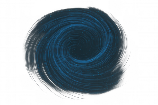 Glowing blue energy spiral spinning with luminous particles, creating dynamic visual effect against transparent backdrop