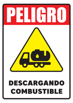 R&oacute;tulo para imprimir peligro descargando combustible