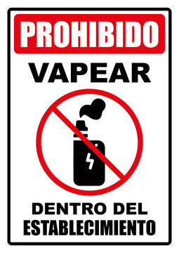Rotulo para imprimir prohibido vapear dentro del establecimiendo comercial