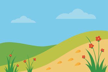 Obraz premium Grassy Dune with Wildflowers by the Sea