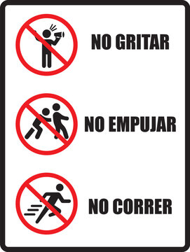 Rotulo para imprimir de escuela no gritar, no empujar