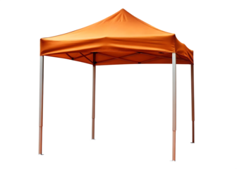 Orange pop up canopy tent isolated on a transparent background