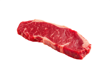 Raw beef strip steak isolated on a transparent background