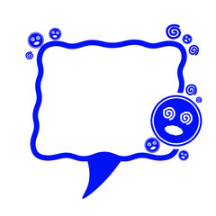 blue speech box frame and dazed icon