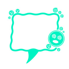 green speech box frame and dazed icon