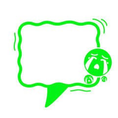 green speech box frame and cry icon