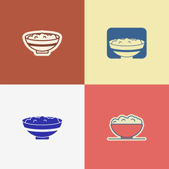 Rice Bowl Logo Bundle. Clean Minimal Vector Icons for Restaurant, Asian Food, Cafe Branding