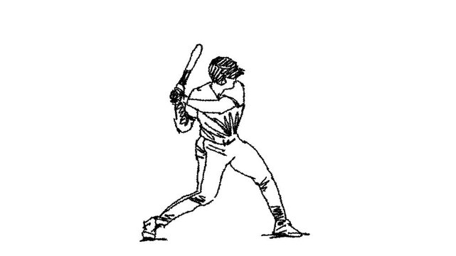 Sketch style animation of a hitter in a baseball game.