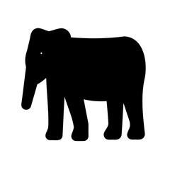 Silhouette of an elephant standing on white background depicting animal art
