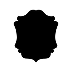 Elegant Black Silhouette of an Ornate Crest or Shield on White Background