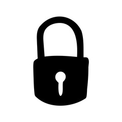 A simple black and white drawing of a classic padlock design element