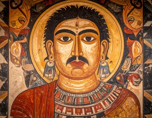 Ancient mural depicting a man