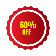 Red 60% Off Discount Sticker for Business Promotions