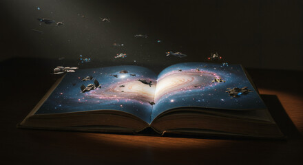 Science Fiction Book Unleashing Spaceships and Galaxy