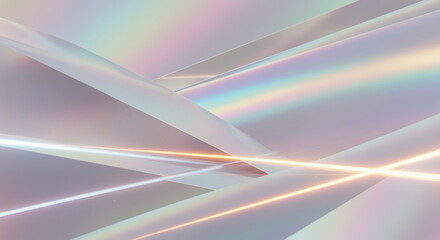 Fototapeta premium Futuristic holographic background, iridescent shimmer, shifting colors of pearl and silver, light trail effects, sleek and advanced technology vibe