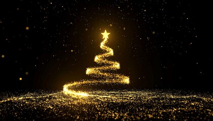 Glittering golden Christmas tree