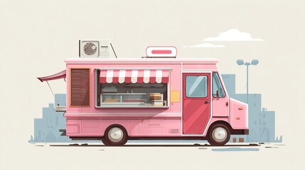 Food trucks serving snacks and drinks on city streets and park corners