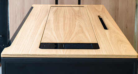 Fototapeta premium Director's office with large wooden table. Interior design