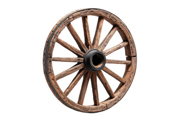 Obraz premium Vintage wooden wagon wheel, isolated