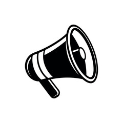 A bold black and white megaphone illustration for communication purposes silhouette vector