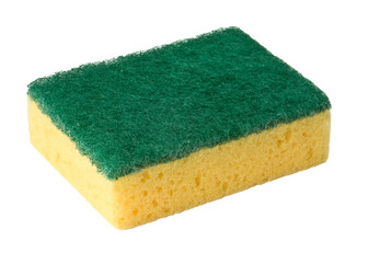 Cleaning sponge with scrubbing pad on transparent background
