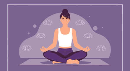 Obraz premium Meditative Woman in a Lotus Position with Peaceful Calmness and Serenity
