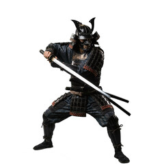 male feudal samurai warrior isolated on transparent background