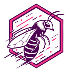 Bee flying out of a honeycomb