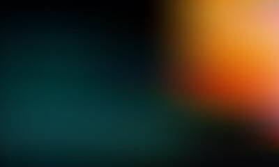 Abstract color gradient background, film grain texture, blurred orange gray white free forms on black, copy space